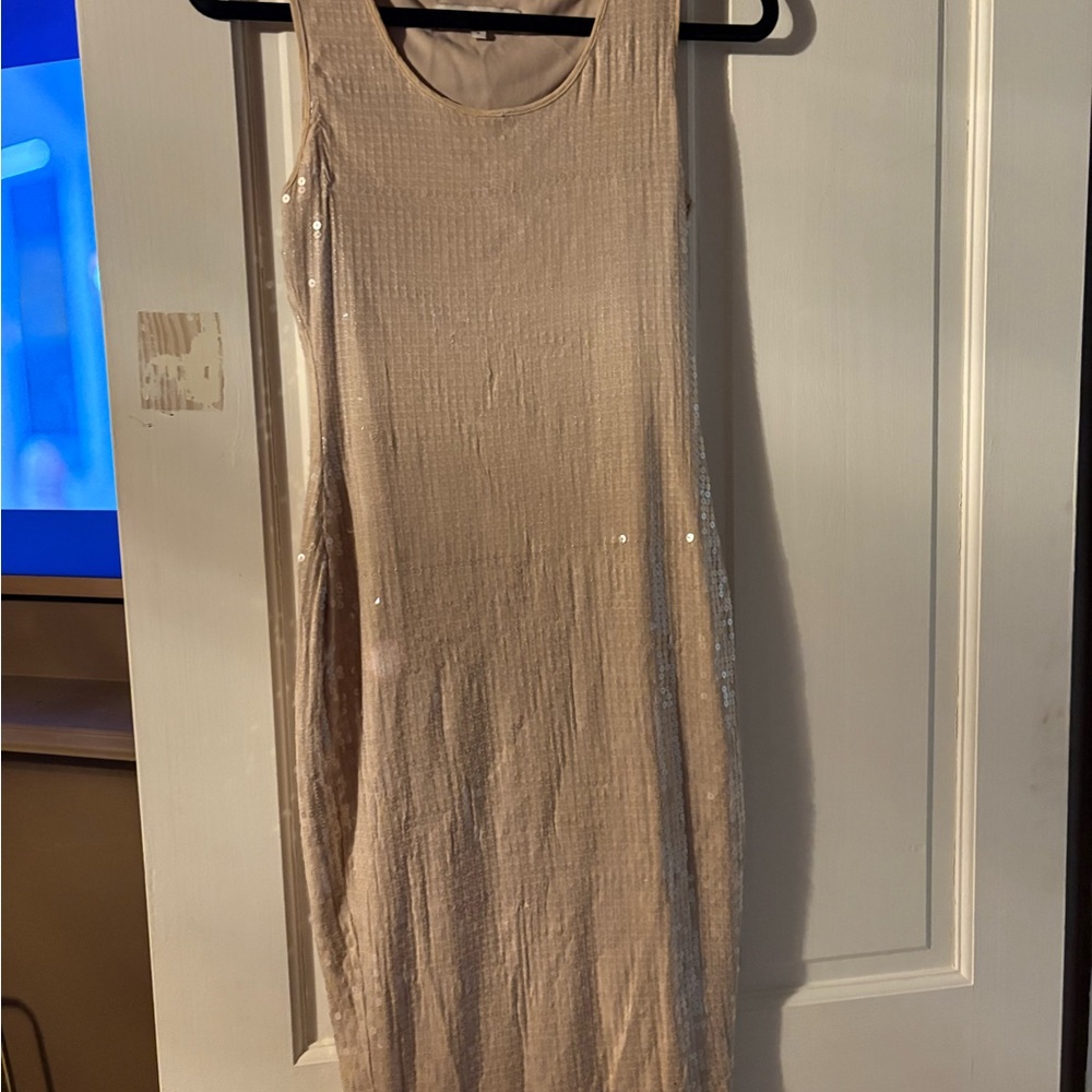 Robert Rodriguez Sleeveless Sequin Midi Dress in Champagne